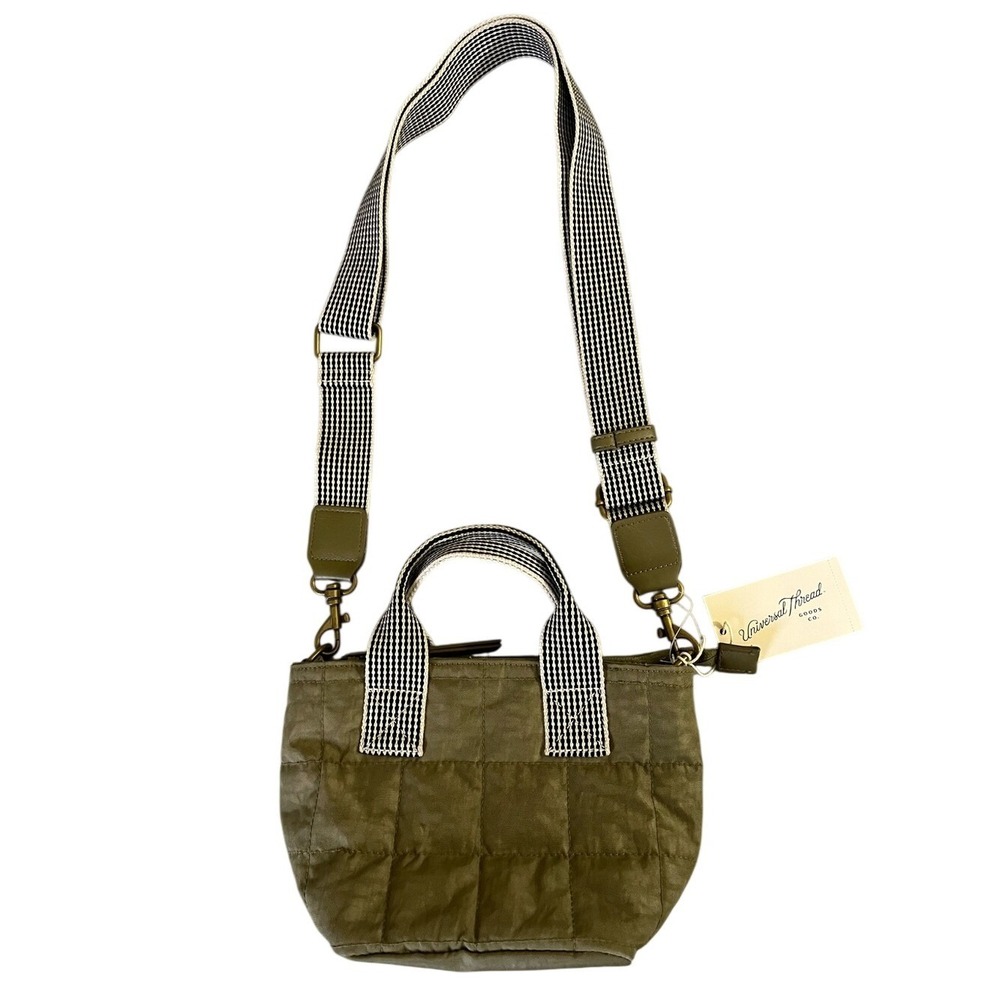 Universal Thread Quilted Mini Shoulder Tote Crossbody Bag Olive Nylon New Travel